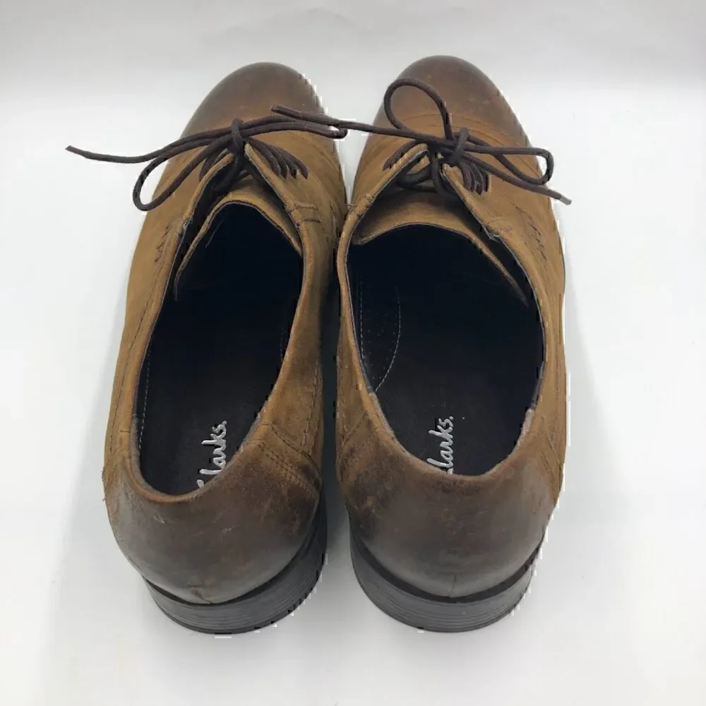 Clarks Men's Brown Leather Cap Toe Lace Up Oxford Shoes Size 12M